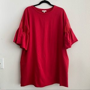 Umgee Women’s Raw Hem Ruffle Bell Sleeves Dress/aTop size M Would fit L to 2XL